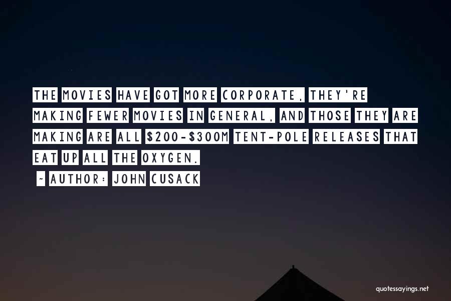 John Cusack Quotes: The Movies Have Got More Corporate, They're Making Fewer Movies In General, And Those They Are Making Are All $200-$300m