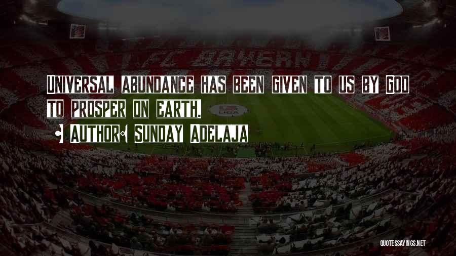 Sunday Adelaja Quotes: Universal Abundance Has Been Given To Us By God To Prosper On Earth.