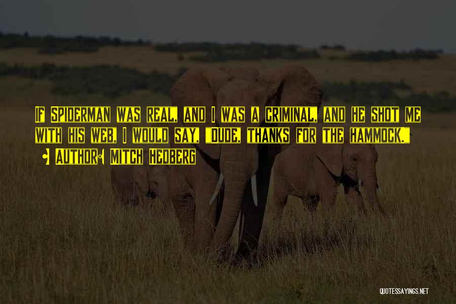 Mitch Hedberg Quotes: If Spiderman Was Real, And I Was A Criminal, And He Shot Me With His Web, I Would Say, Dude,