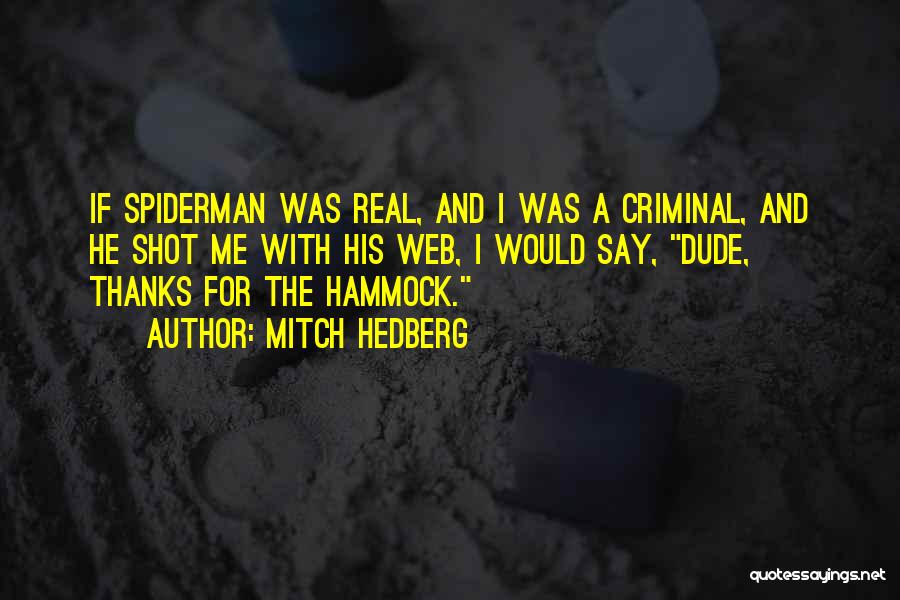 Mitch Hedberg Quotes: If Spiderman Was Real, And I Was A Criminal, And He Shot Me With His Web, I Would Say, Dude,