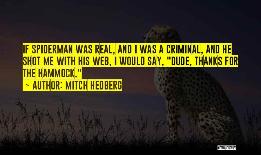 Mitch Hedberg Quotes: If Spiderman Was Real, And I Was A Criminal, And He Shot Me With His Web, I Would Say, Dude,