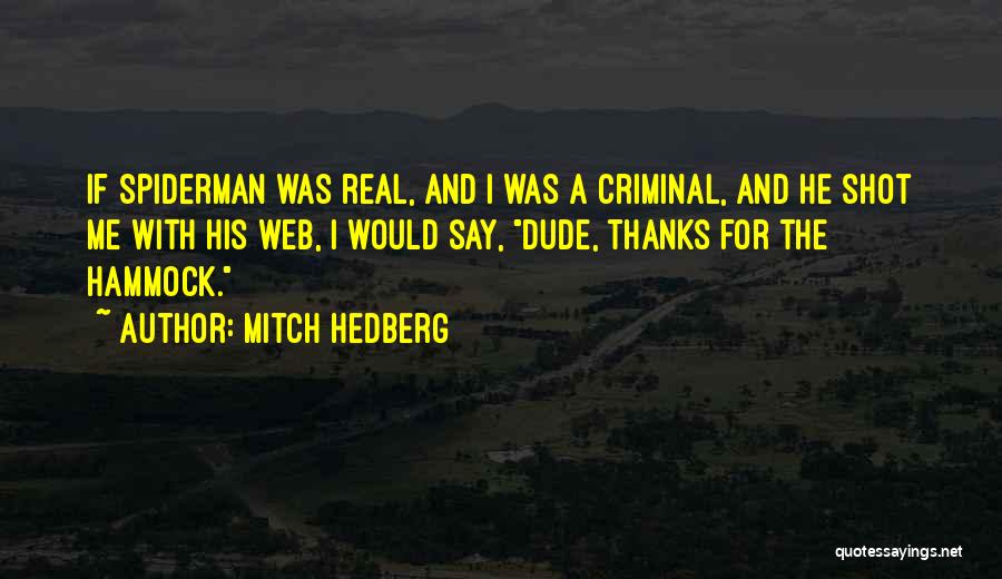 Mitch Hedberg Quotes: If Spiderman Was Real, And I Was A Criminal, And He Shot Me With His Web, I Would Say, Dude,