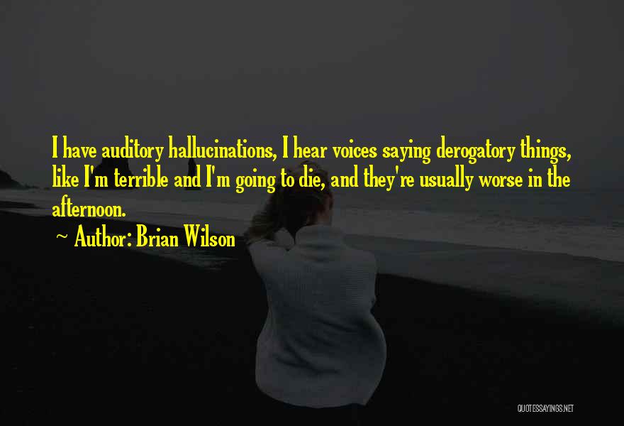 Brian Wilson Quotes: I Have Auditory Hallucinations, I Hear Voices Saying Derogatory Things, Like I'm Terrible And I'm Going To Die, And They're