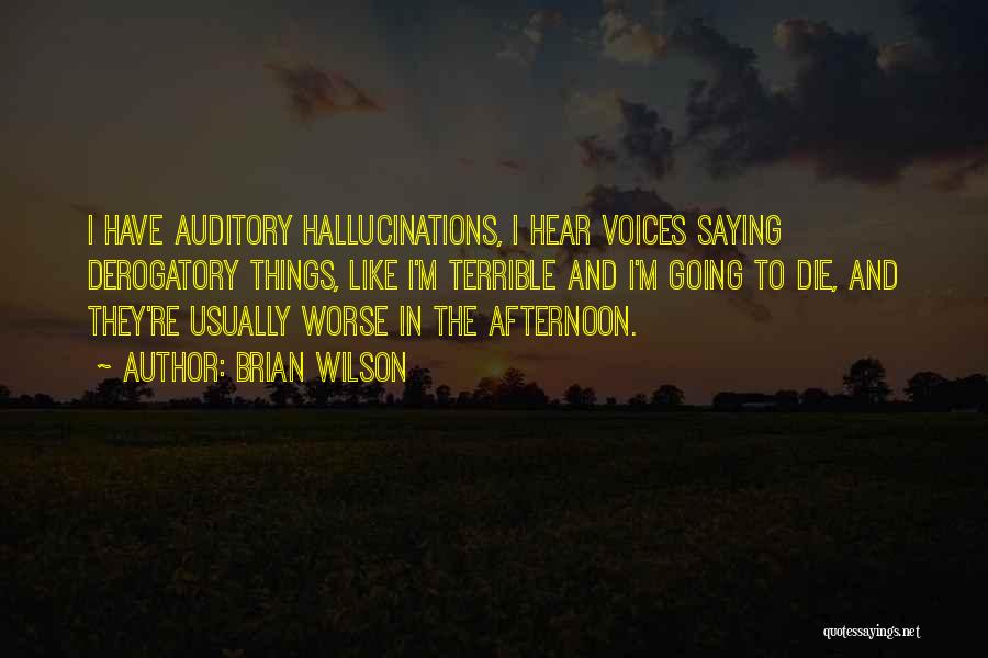 Brian Wilson Quotes: I Have Auditory Hallucinations, I Hear Voices Saying Derogatory Things, Like I'm Terrible And I'm Going To Die, And They're