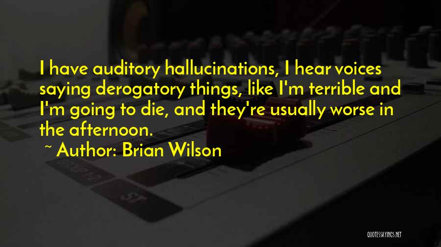 Brian Wilson Quotes: I Have Auditory Hallucinations, I Hear Voices Saying Derogatory Things, Like I'm Terrible And I'm Going To Die, And They're