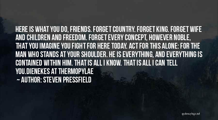 Steven Pressfield Quotes: Here Is What You Do, Friends. Forget Country. Forget King. Forget Wife And Children And Freedom. Forget Every Concept, However