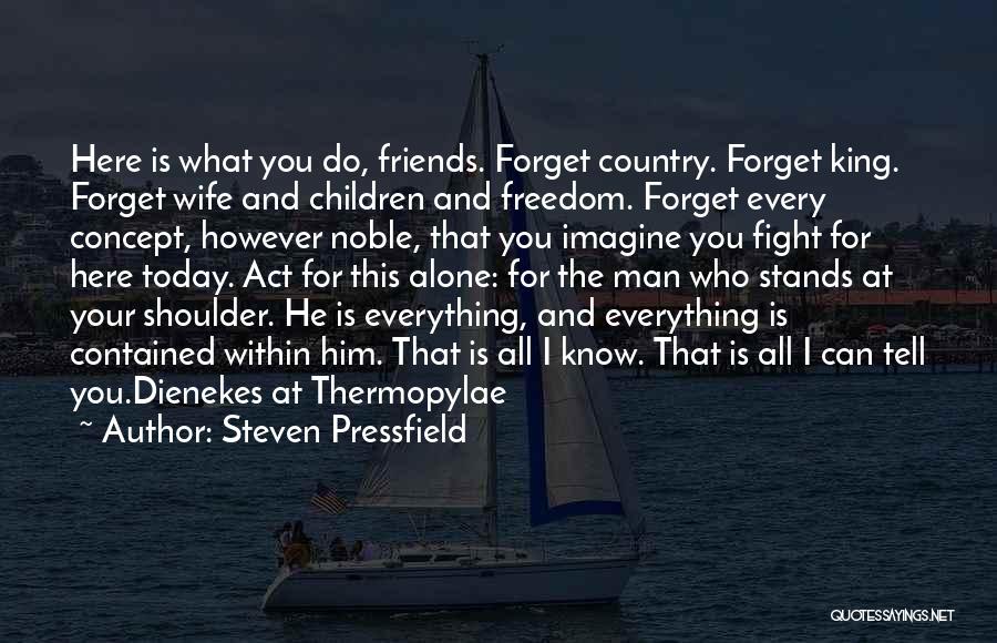 Steven Pressfield Quotes: Here Is What You Do, Friends. Forget Country. Forget King. Forget Wife And Children And Freedom. Forget Every Concept, However