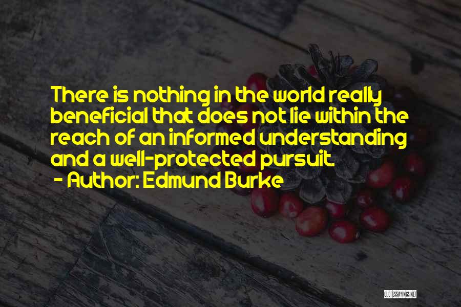 Edmund Burke Quotes: There Is Nothing In The World Really Beneficial That Does Not Lie Within The Reach Of An Informed Understanding And