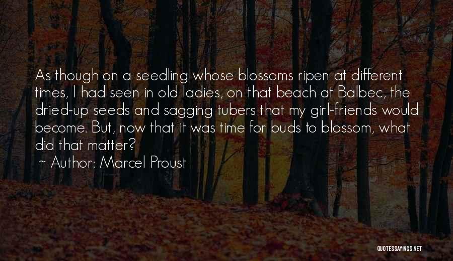 Marcel Proust Quotes: As Though On A Seedling Whose Blossoms Ripen At Different Times, I Had Seen In Old Ladies, On That Beach