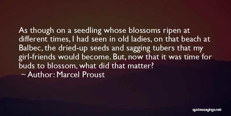 Marcel Proust Quotes: As Though On A Seedling Whose Blossoms Ripen At Different Times, I Had Seen In Old Ladies, On That Beach