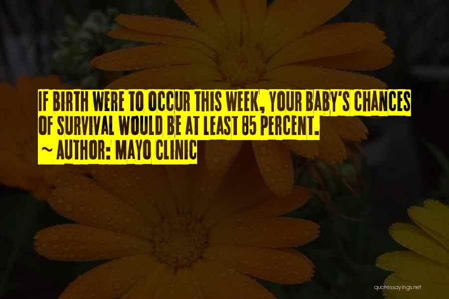 Mayo Clinic Quotes: If Birth Were To Occur This Week, Your Baby's Chances Of Survival Would Be At Least 85 Percent.