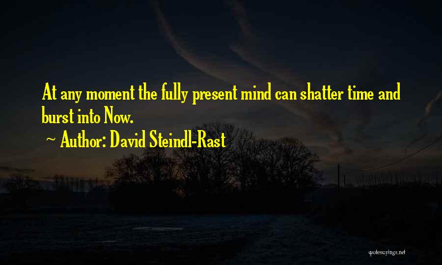 David Steindl-Rast Quotes: At Any Moment The Fully Present Mind Can Shatter Time And Burst Into Now.