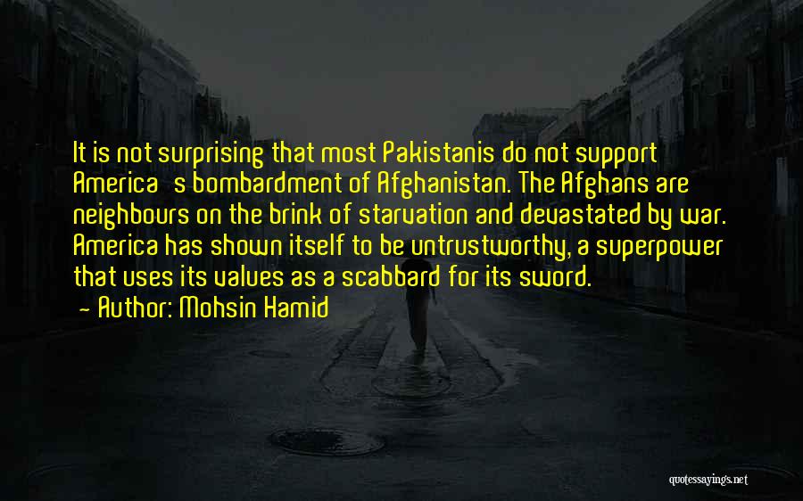 Mohsin Hamid Quotes: It Is Not Surprising That Most Pakistanis Do Not Support America's Bombardment Of Afghanistan. The Afghans Are Neighbours On The