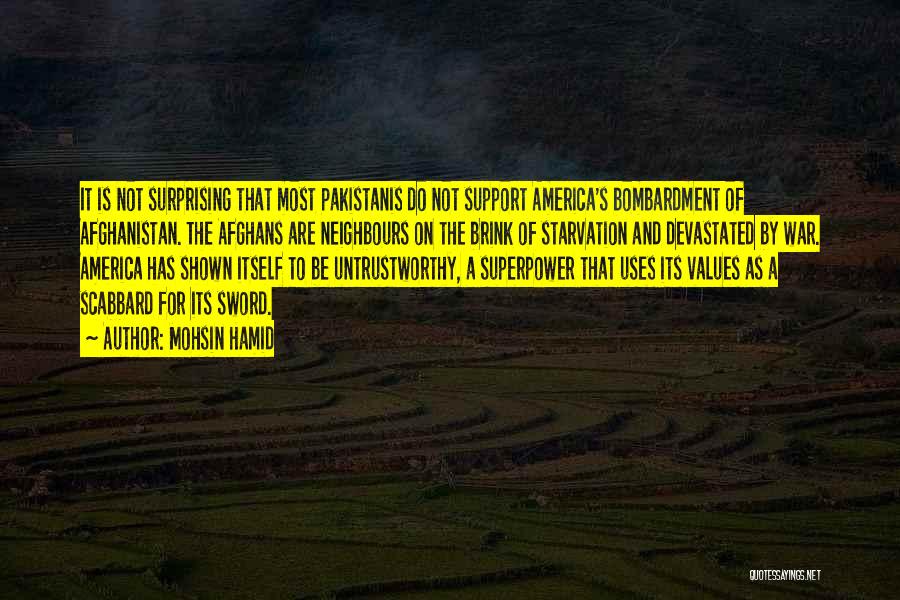 Mohsin Hamid Quotes: It Is Not Surprising That Most Pakistanis Do Not Support America's Bombardment Of Afghanistan. The Afghans Are Neighbours On The