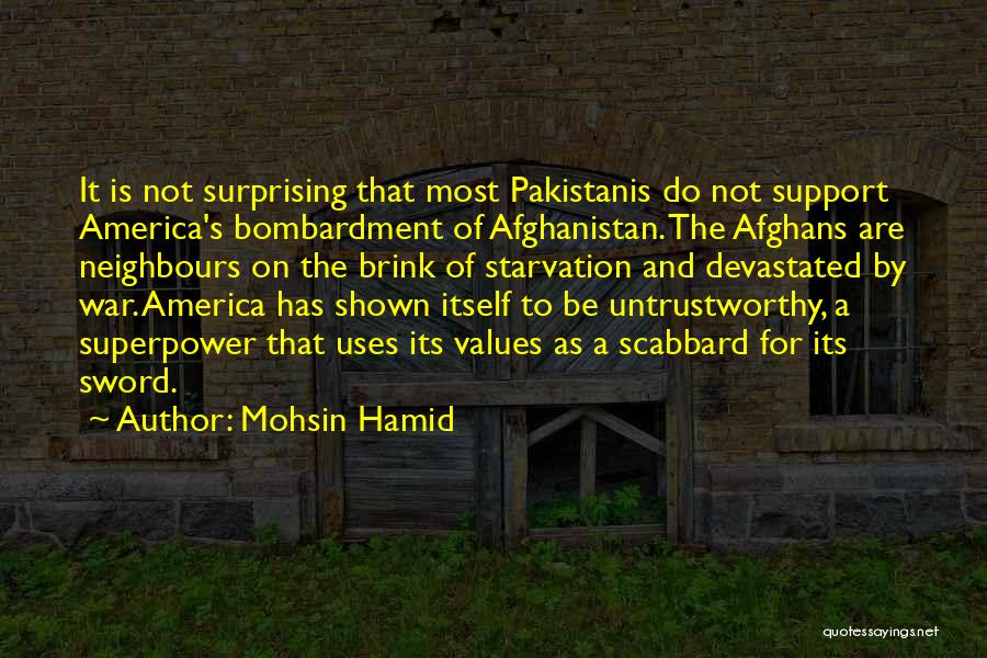 Mohsin Hamid Quotes: It Is Not Surprising That Most Pakistanis Do Not Support America's Bombardment Of Afghanistan. The Afghans Are Neighbours On The