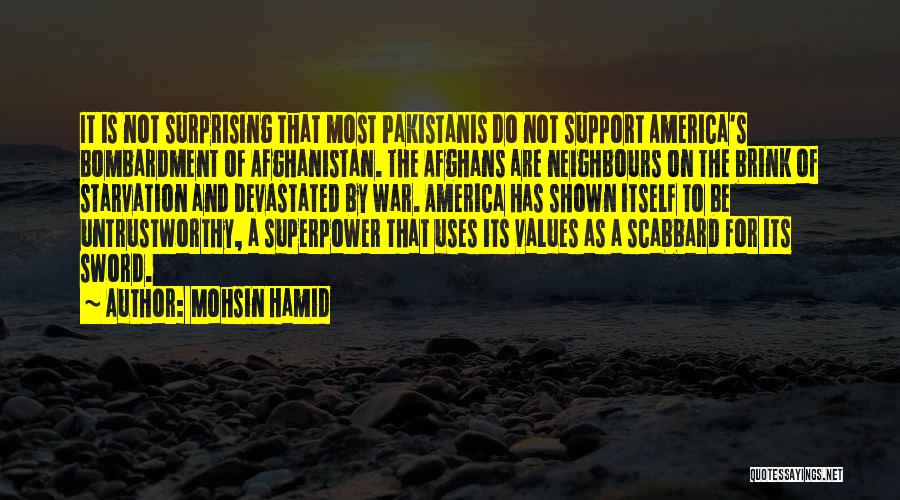 Mohsin Hamid Quotes: It Is Not Surprising That Most Pakistanis Do Not Support America's Bombardment Of Afghanistan. The Afghans Are Neighbours On The