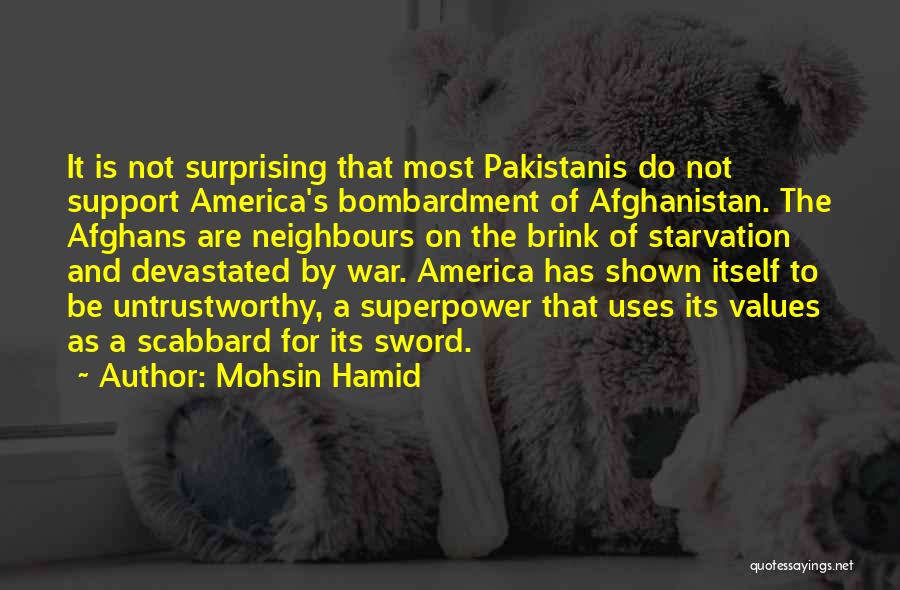Mohsin Hamid Quotes: It Is Not Surprising That Most Pakistanis Do Not Support America's Bombardment Of Afghanistan. The Afghans Are Neighbours On The