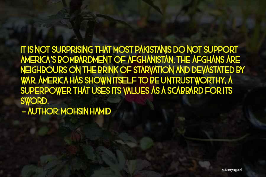 Mohsin Hamid Quotes: It Is Not Surprising That Most Pakistanis Do Not Support America's Bombardment Of Afghanistan. The Afghans Are Neighbours On The