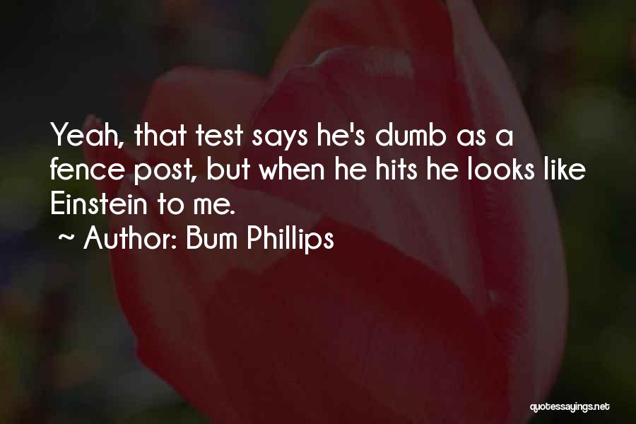 Bum Phillips Quotes: Yeah, That Test Says He's Dumb As A Fence Post, But When He Hits He Looks Like Einstein To Me.