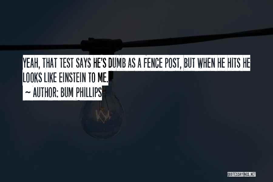 Bum Phillips Quotes: Yeah, That Test Says He's Dumb As A Fence Post, But When He Hits He Looks Like Einstein To Me.