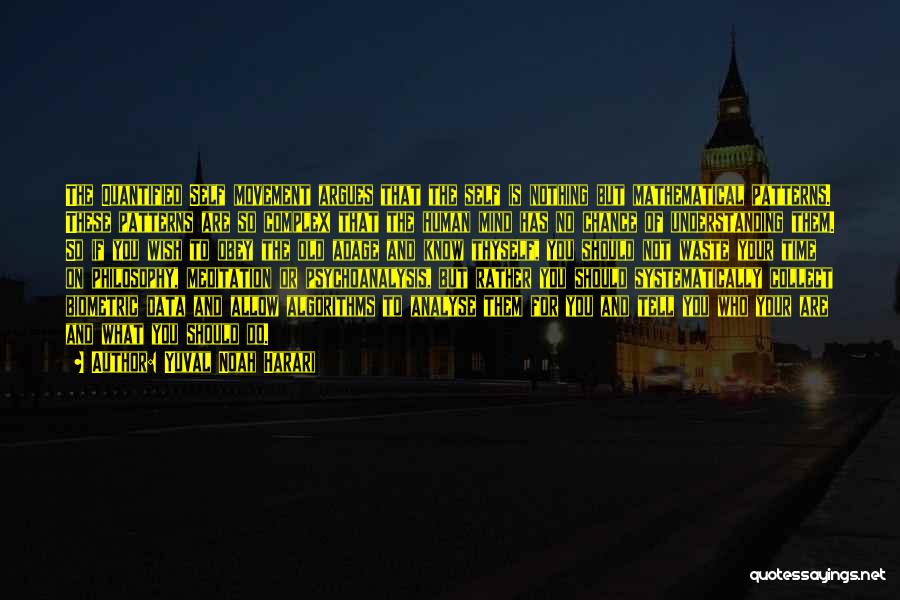 Yuval Noah Harari Quotes: The Quantified Self Movement Argues That The Self Is Nothing But Mathematical Patterns. These Patterns Are So Complex That The