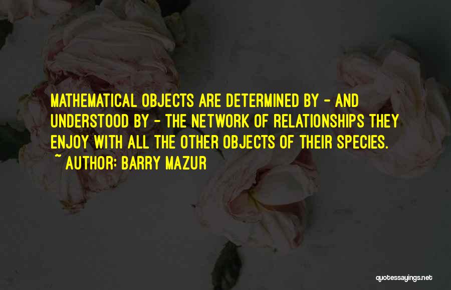 Barry Mazur Quotes: Mathematical Objects Are Determined By - And Understood By - The Network Of Relationships They Enjoy With All The Other