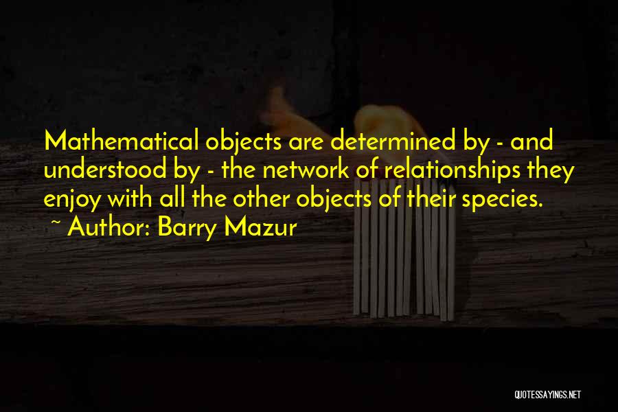 Barry Mazur Quotes: Mathematical Objects Are Determined By - And Understood By - The Network Of Relationships They Enjoy With All The Other