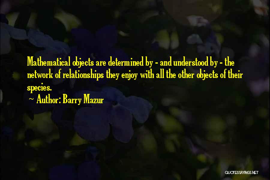 Barry Mazur Quotes: Mathematical Objects Are Determined By - And Understood By - The Network Of Relationships They Enjoy With All The Other