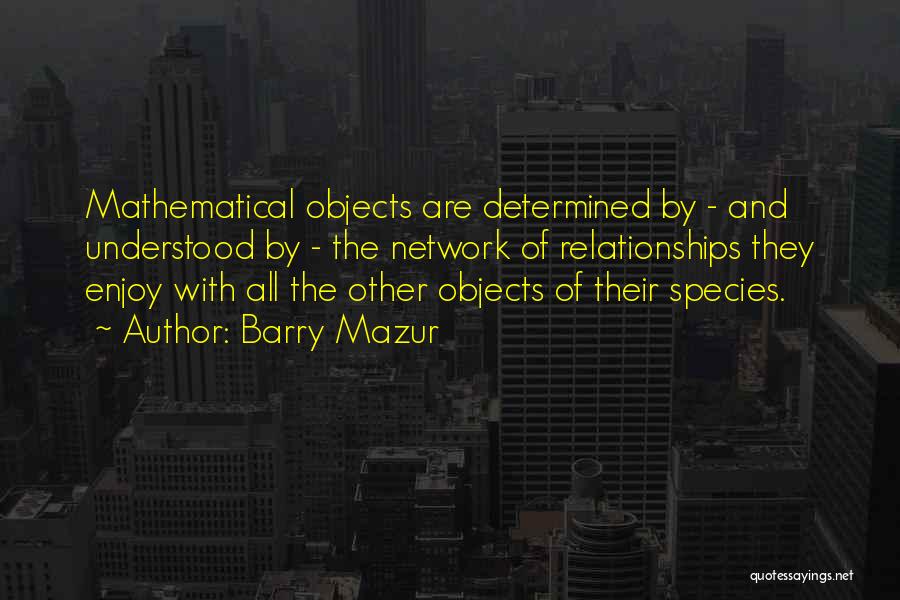 Barry Mazur Quotes: Mathematical Objects Are Determined By - And Understood By - The Network Of Relationships They Enjoy With All The Other