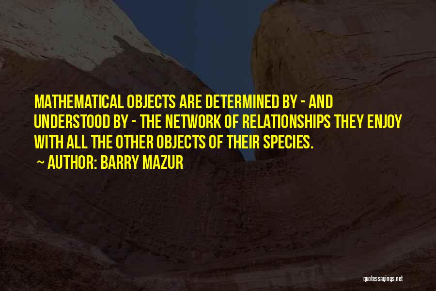 Barry Mazur Quotes: Mathematical Objects Are Determined By - And Understood By - The Network Of Relationships They Enjoy With All The Other