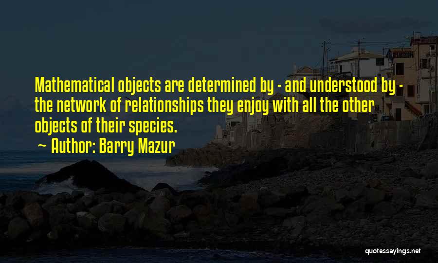 Barry Mazur Quotes: Mathematical Objects Are Determined By - And Understood By - The Network Of Relationships They Enjoy With All The Other