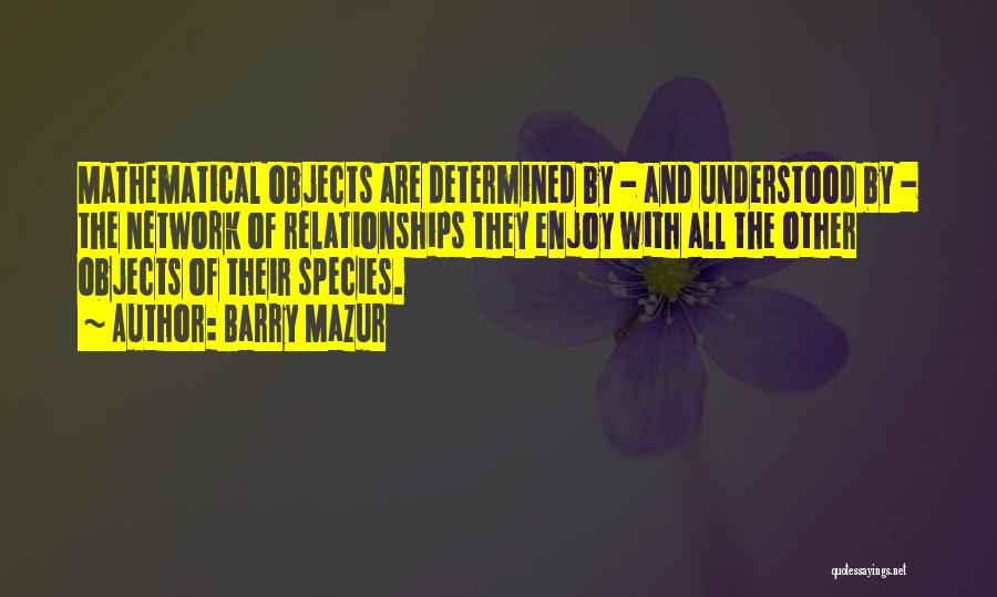 Barry Mazur Quotes: Mathematical Objects Are Determined By - And Understood By - The Network Of Relationships They Enjoy With All The Other