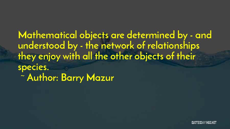Barry Mazur Quotes: Mathematical Objects Are Determined By - And Understood By - The Network Of Relationships They Enjoy With All The Other