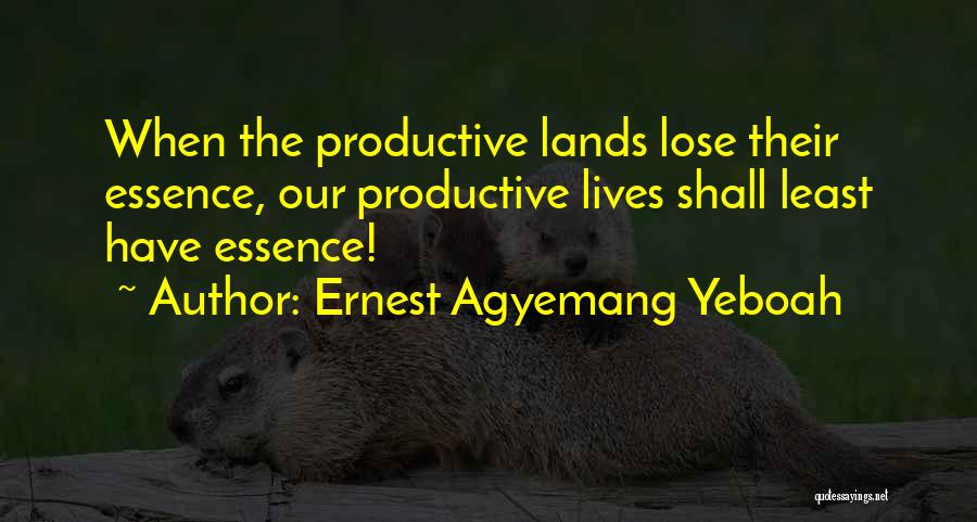 Ernest Agyemang Yeboah Quotes: When The Productive Lands Lose Their Essence, Our Productive Lives Shall Least Have Essence!
