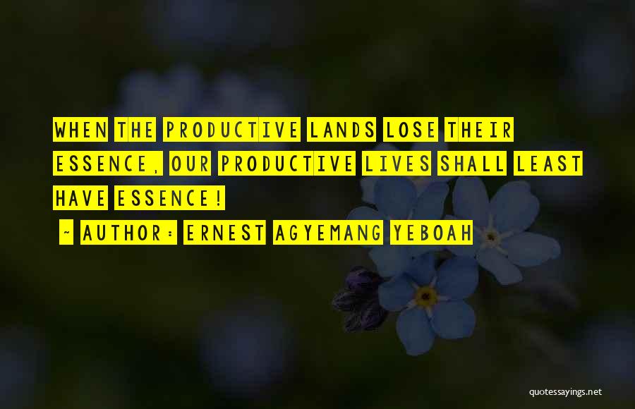 Ernest Agyemang Yeboah Quotes: When The Productive Lands Lose Their Essence, Our Productive Lives Shall Least Have Essence!