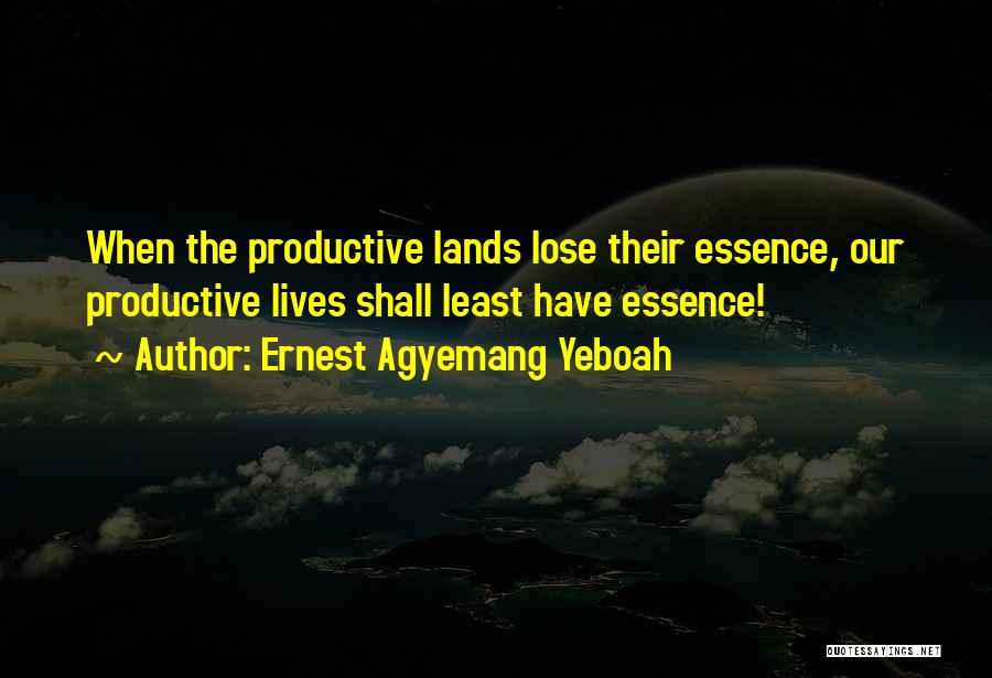 Ernest Agyemang Yeboah Quotes: When The Productive Lands Lose Their Essence, Our Productive Lives Shall Least Have Essence!