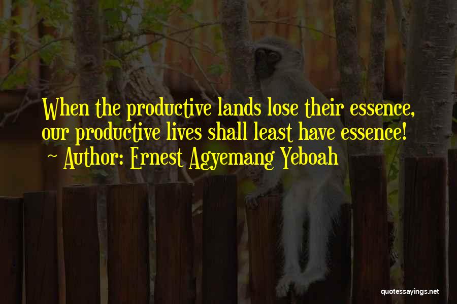 Ernest Agyemang Yeboah Quotes: When The Productive Lands Lose Their Essence, Our Productive Lives Shall Least Have Essence!