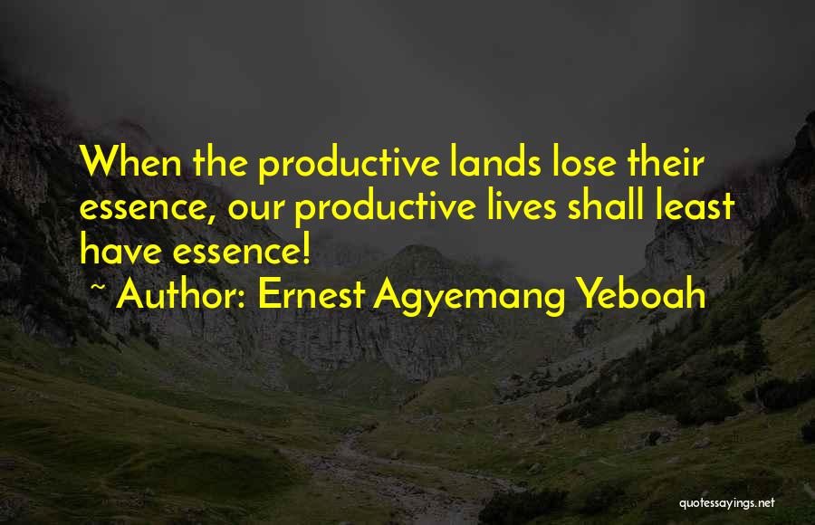 Ernest Agyemang Yeboah Quotes: When The Productive Lands Lose Their Essence, Our Productive Lives Shall Least Have Essence!