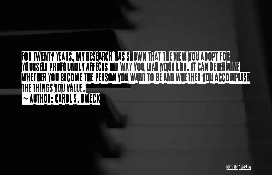 Carol S. Dweck Quotes: For Twenty Years, My Research Has Shown That The View You Adopt For Yourself Profoundly Affects The Way You Lead