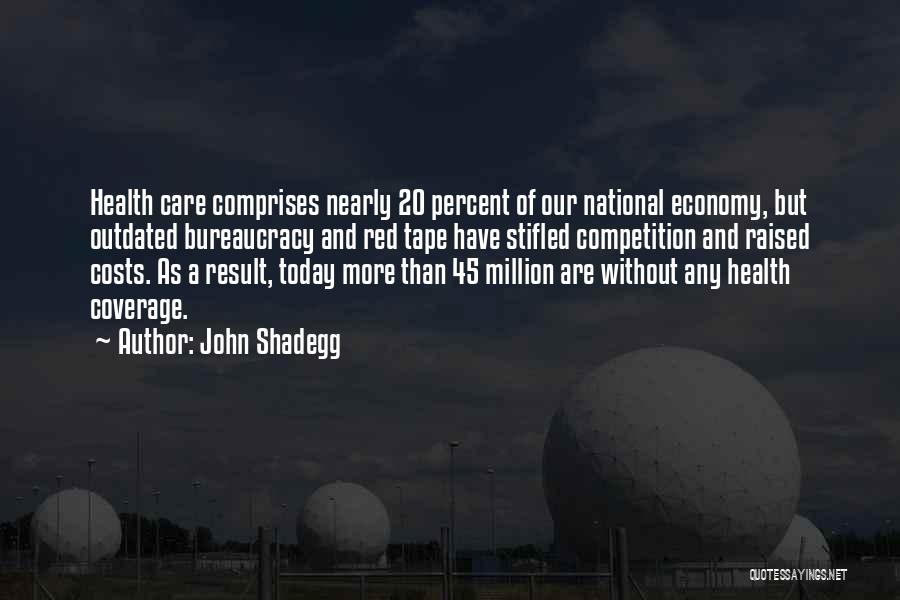 John Shadegg Quotes: Health Care Comprises Nearly 20 Percent Of Our National Economy, But Outdated Bureaucracy And Red Tape Have Stifled Competition And