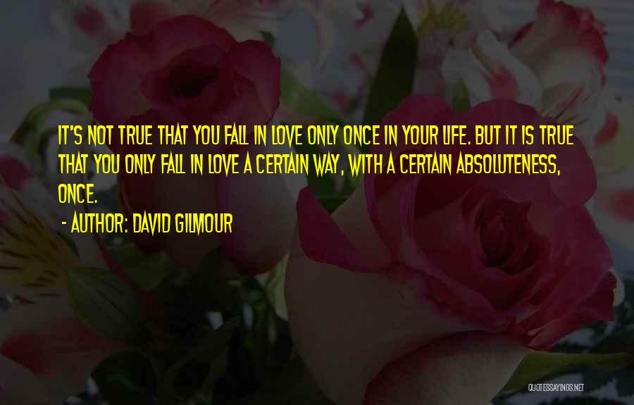 David Gilmour Quotes: It's Not True That You Fall In Love Only Once In Your Life. But It Is True That You Only