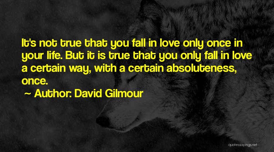 David Gilmour Quotes: It's Not True That You Fall In Love Only Once In Your Life. But It Is True That You Only