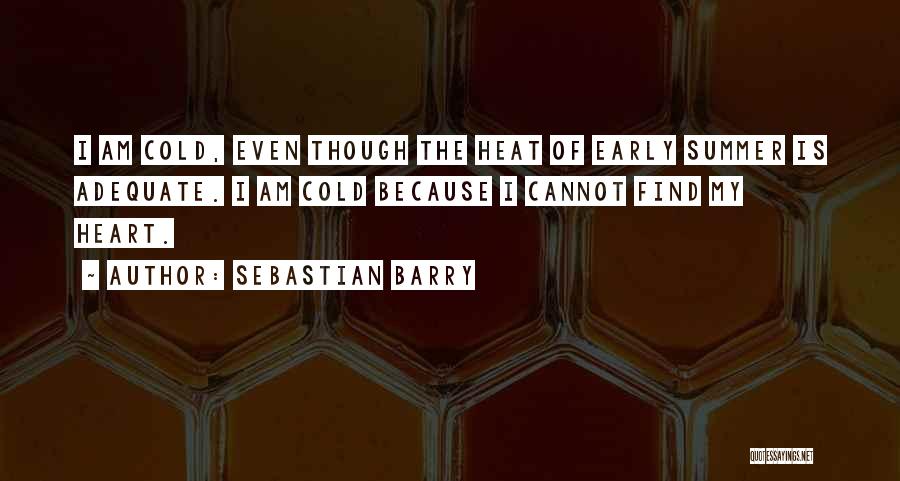 Sebastian Barry Quotes: I Am Cold, Even Though The Heat Of Early Summer Is Adequate. I Am Cold Because I Cannot Find My