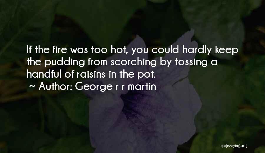 George R R Martin Quotes: If The Fire Was Too Hot, You Could Hardly Keep The Pudding From Scorching By Tossing A Handful Of Raisins