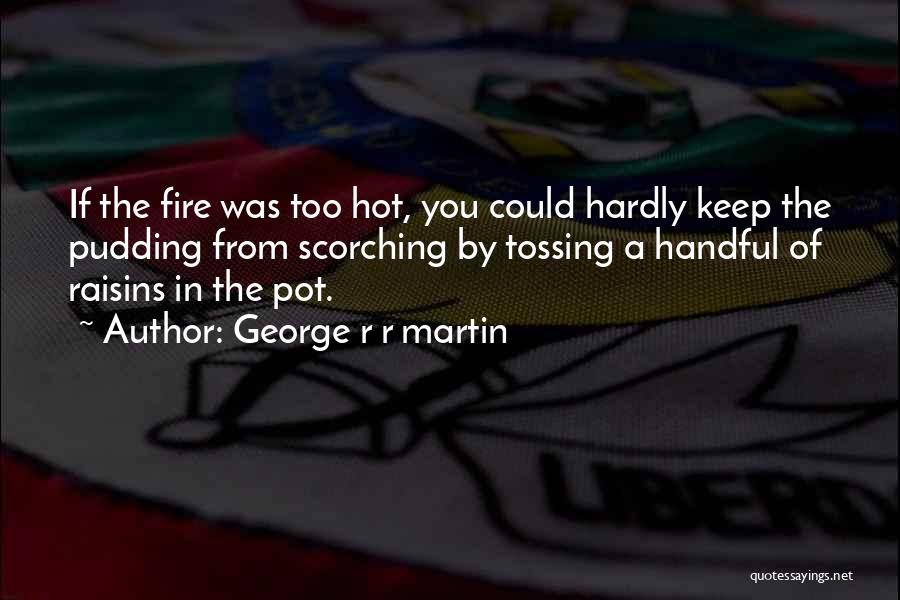 George R R Martin Quotes: If The Fire Was Too Hot, You Could Hardly Keep The Pudding From Scorching By Tossing A Handful Of Raisins