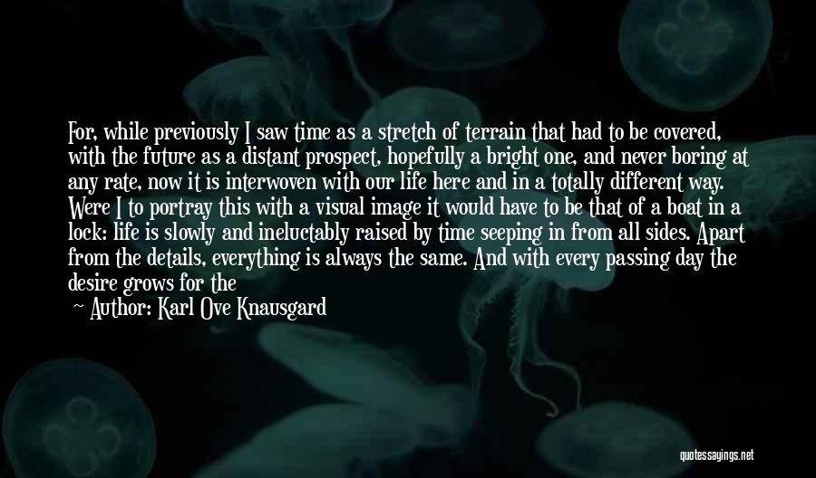 Karl Ove Knausgard Quotes: For, While Previously I Saw Time As A Stretch Of Terrain That Had To Be Covered, With The Future As