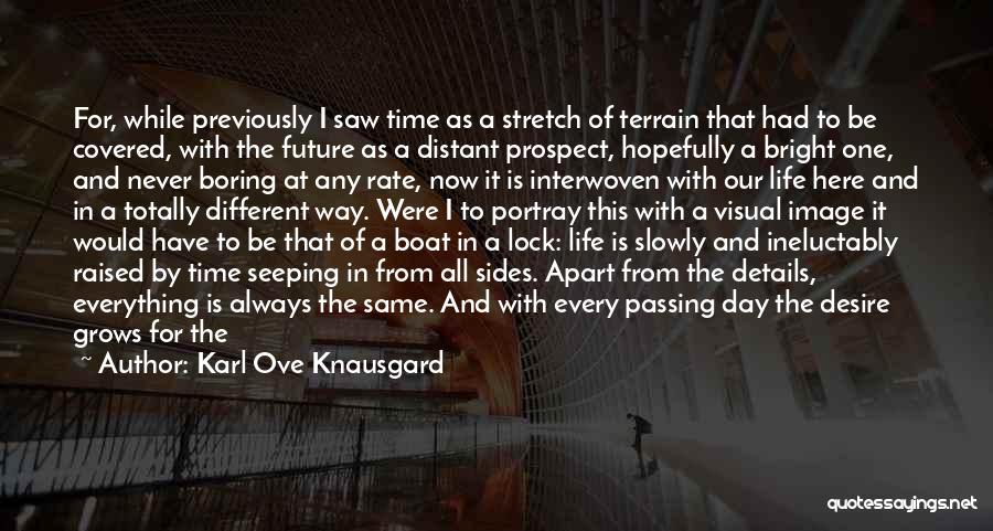 Karl Ove Knausgard Quotes: For, While Previously I Saw Time As A Stretch Of Terrain That Had To Be Covered, With The Future As