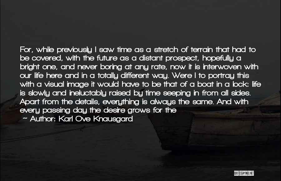 Karl Ove Knausgard Quotes: For, While Previously I Saw Time As A Stretch Of Terrain That Had To Be Covered, With The Future As