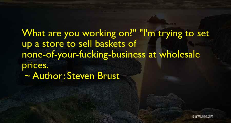 Steven Brust Quotes: What Are You Working On? I'm Trying To Set Up A Store To Sell Baskets Of None-of-your-fucking-business At Wholesale Prices.