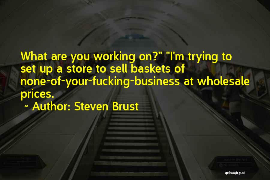 Steven Brust Quotes: What Are You Working On? I'm Trying To Set Up A Store To Sell Baskets Of None-of-your-fucking-business At Wholesale Prices.